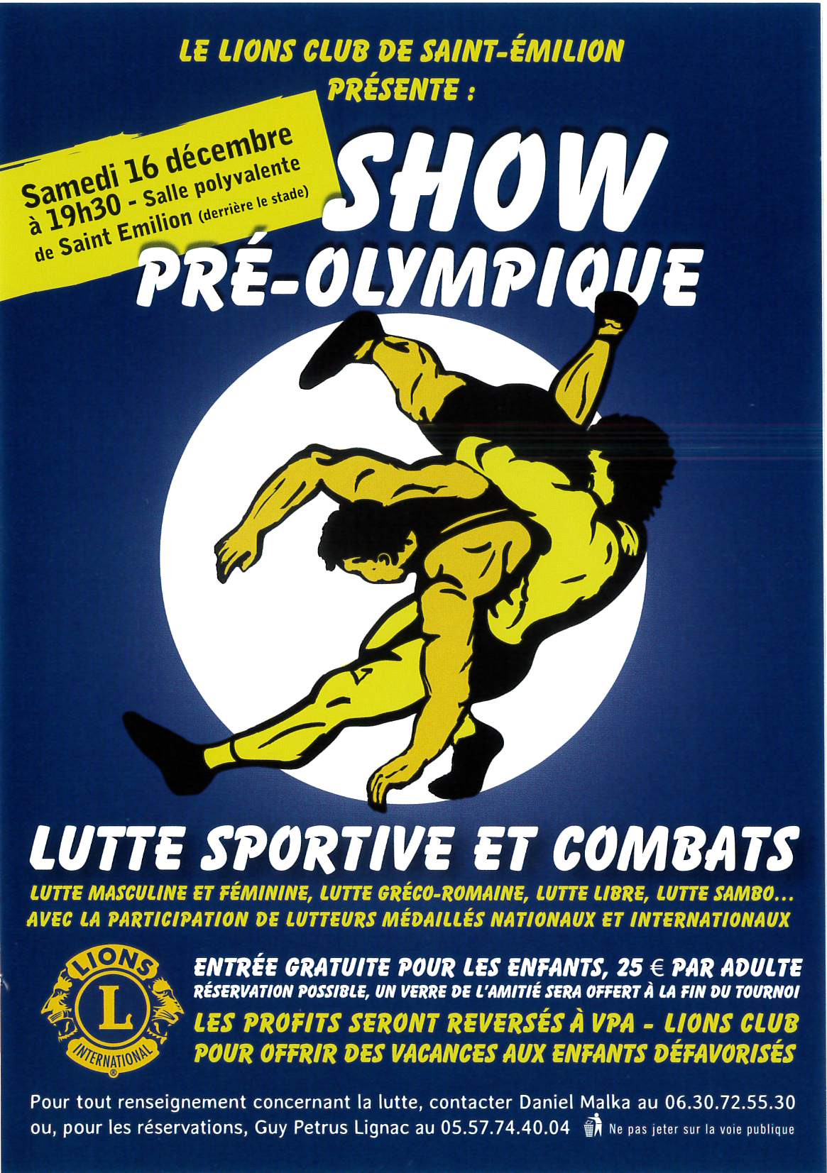 Show pré olympique lutte sportive et combats 16 décembre 2023